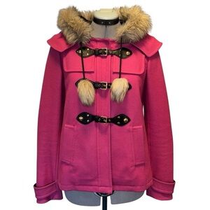 Juicy Couture | Faux Fur Trim Toggle Coat | Pink Wool Blend | S